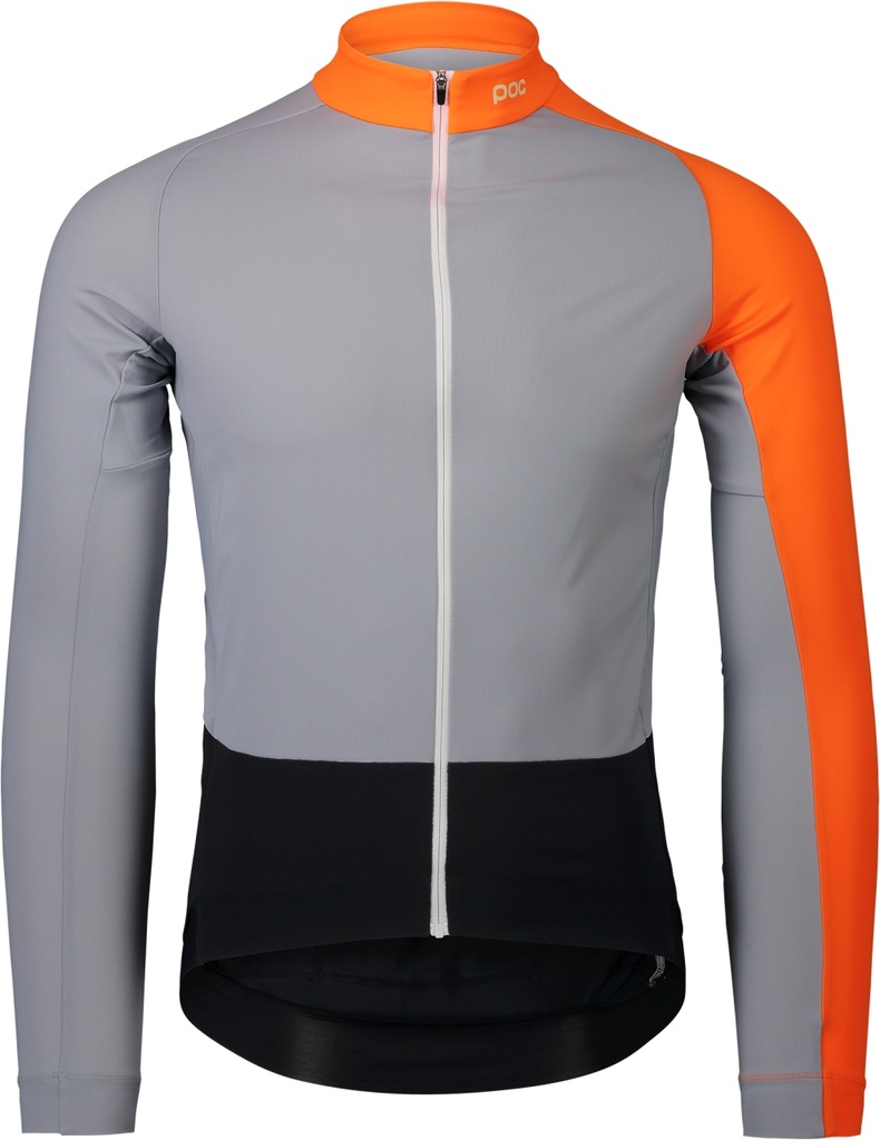 Cyklistický dres Cyklistické šortky POC Essential Road Mid LS Jersey Granite Grey/Zink Orange - Cyklistický dres Cyklistické šortky POC Essential Road Mid LS Jersey Granite Grey/Zink Orange