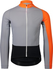 Cyklistický dres Cyklistické šortky POC Essential Road Mid LS Jersey Granite Grey/Zink Orange