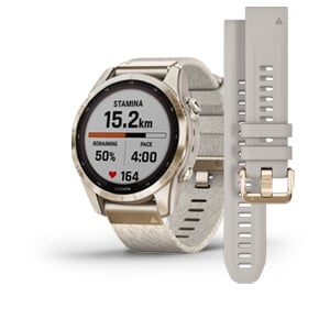 Garmin Fenix 7S PRO Sapphire Solar Style, Titan Cream Gold  / Cream Nylon Band	 - Garmin Fenix 7S PRO Sapphire Solar Style, Titan Cream Gold  / Cream Nylon Band	