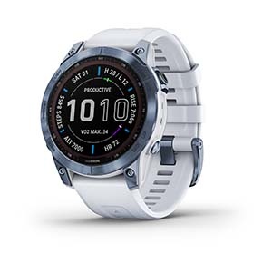 Garmin Fenix 7X PRO Sapphire Solar, Titan Blue  / White Band - Garmin Fenix 7X PRO Sapphire Solar, Titan Blue  / White Band