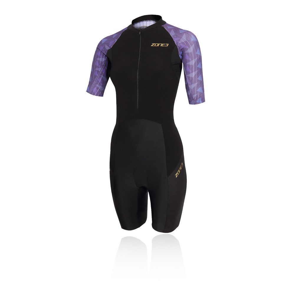 Dámská triatlonová kombinéza Zone3 Lava Short Sleeve Trisuit - Black:Gold - Black:Gold 1