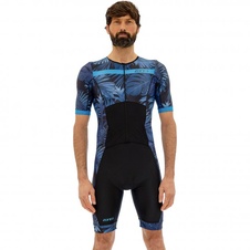 Pánská triatlonová kombinéza Zone3 ACTIVATE+ TROPICAL PALM SHORT SLEEVE FULL ZIP TRISUIT  - Navy/Blue - L - Pánská triatlonová kombinéza Zone3 ACTIVATE+ TROPICAL PALM SHORT SLEEVE FULL ZIP TRISUIT  - Navy:Blue - L 3