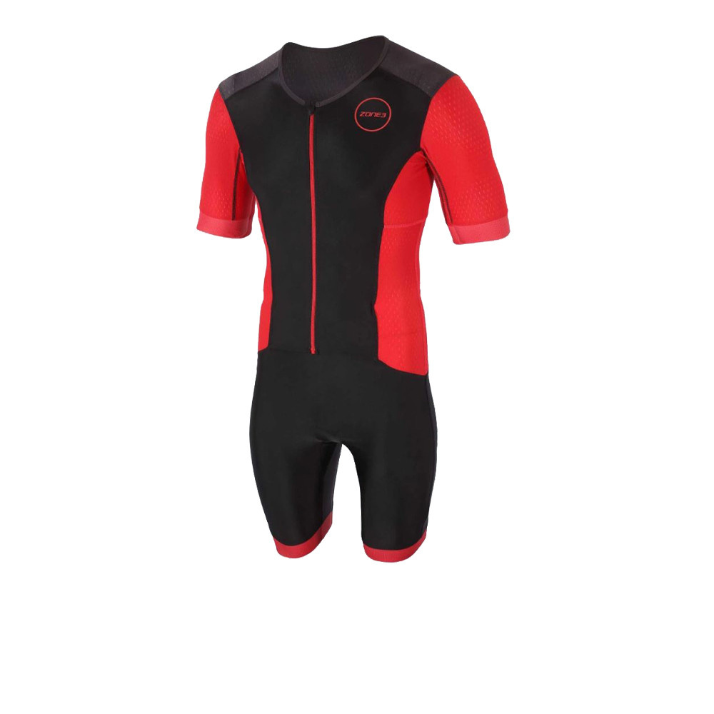 Pánská triatlonová kombinéza Zone3 Aquaflo Plus Short Sleeve Full Zip - Black/Red - Pánská triatlonová kombinéza Zone3 Aquaflo Plus Short Sleeve Full Zip - Black:Red 1