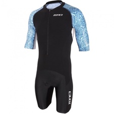 Pánská triatlonová kombinéza Zone3 Lava Short Sleeve Trisuit - Kona Print - Black:White:Blue 1