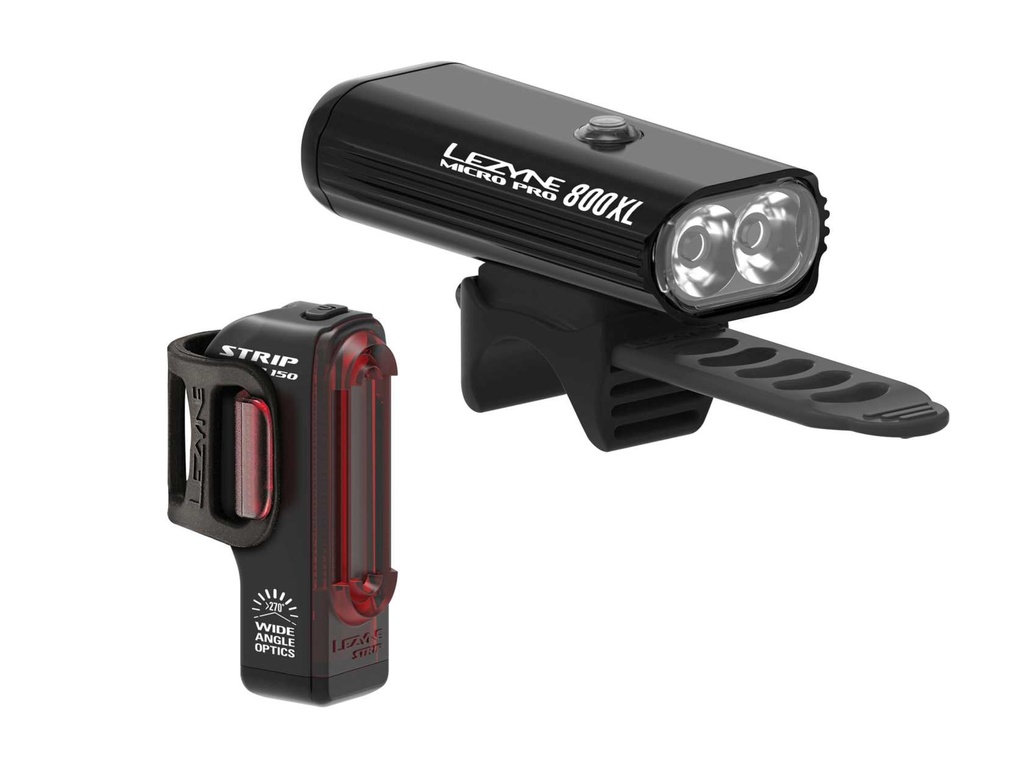 Přední a zadní světlo Lezyne MICRO PRO 800XL / STRIP PAIR BLACK / BLACK - micro-pro-800xl-ktv-pro-pair-black-black