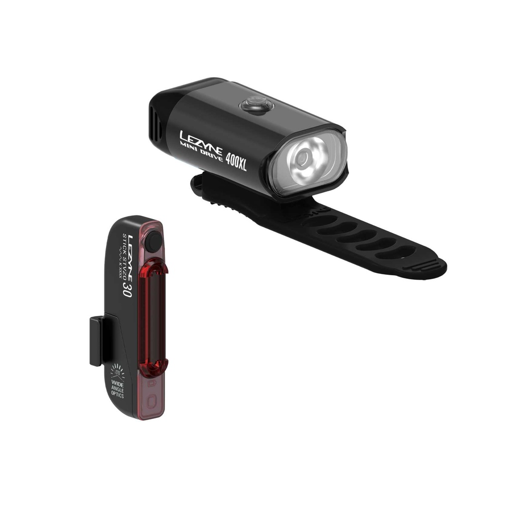 Přední a zadní světlo Lezyne MINI DRIVE 400 / STICK PAIR BLACK / BLACK - mini-drive-400-ktv-pro-pair-black-black