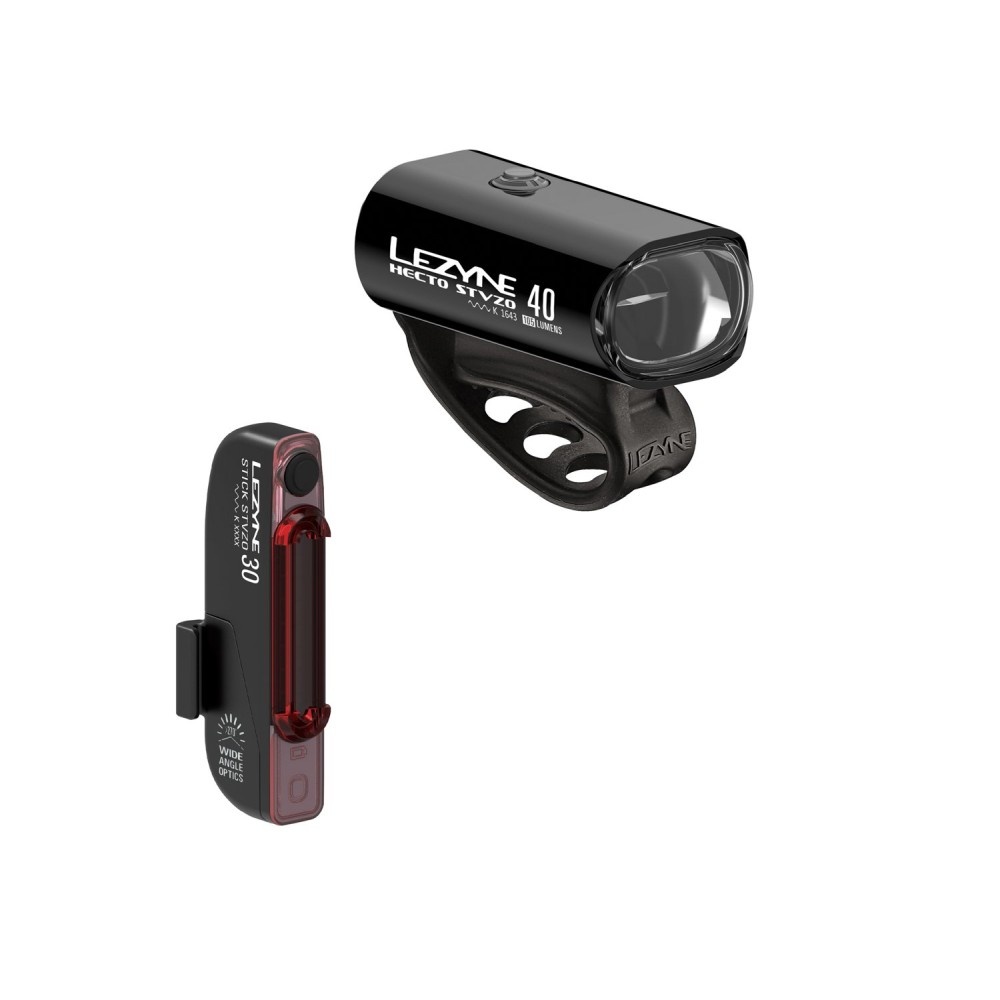 Přední světlo Lezyne HECTO STVZO 40 / STICK STVZO PAIR BLK/HI GLOSS - hecto-stvzo-40-stick-stvzo-pair-blk-hi-gloss
