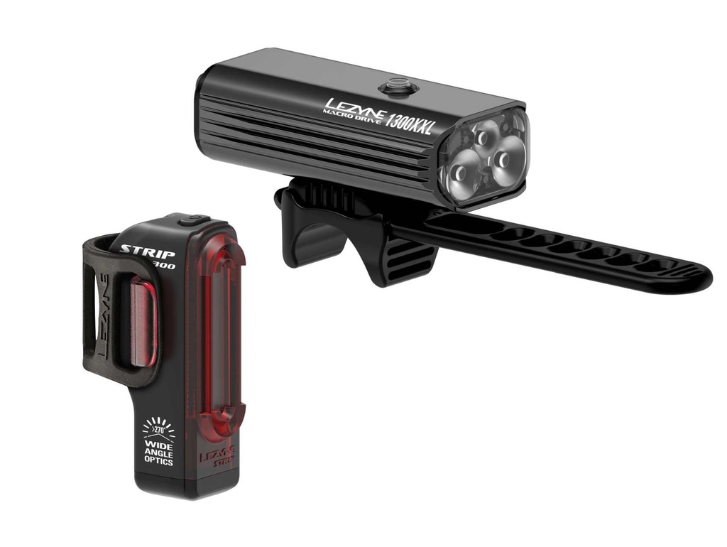 Světlo Lezyne MACRO DRIVE 1300XL / STRIP PRO PAIR BLACK GLOSS - macro-drive-1300xl-strip-pro-pair-black-gloss