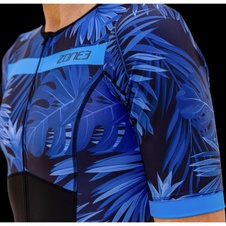 Pánská kombinéza Zone3 MEN'S ACTIVATE+ TROPICAL PALM SHORT SLEEVE FULL ZIP TRISUIT - NAVY/BLUE - filename_12465_l