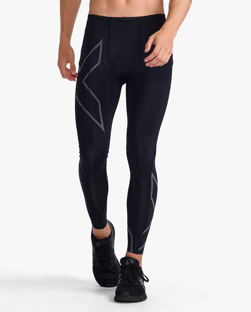 Pánské lehké kompresní punčochy 2XU Black/ Black Reflective - MA5305b-BLKBRF_1