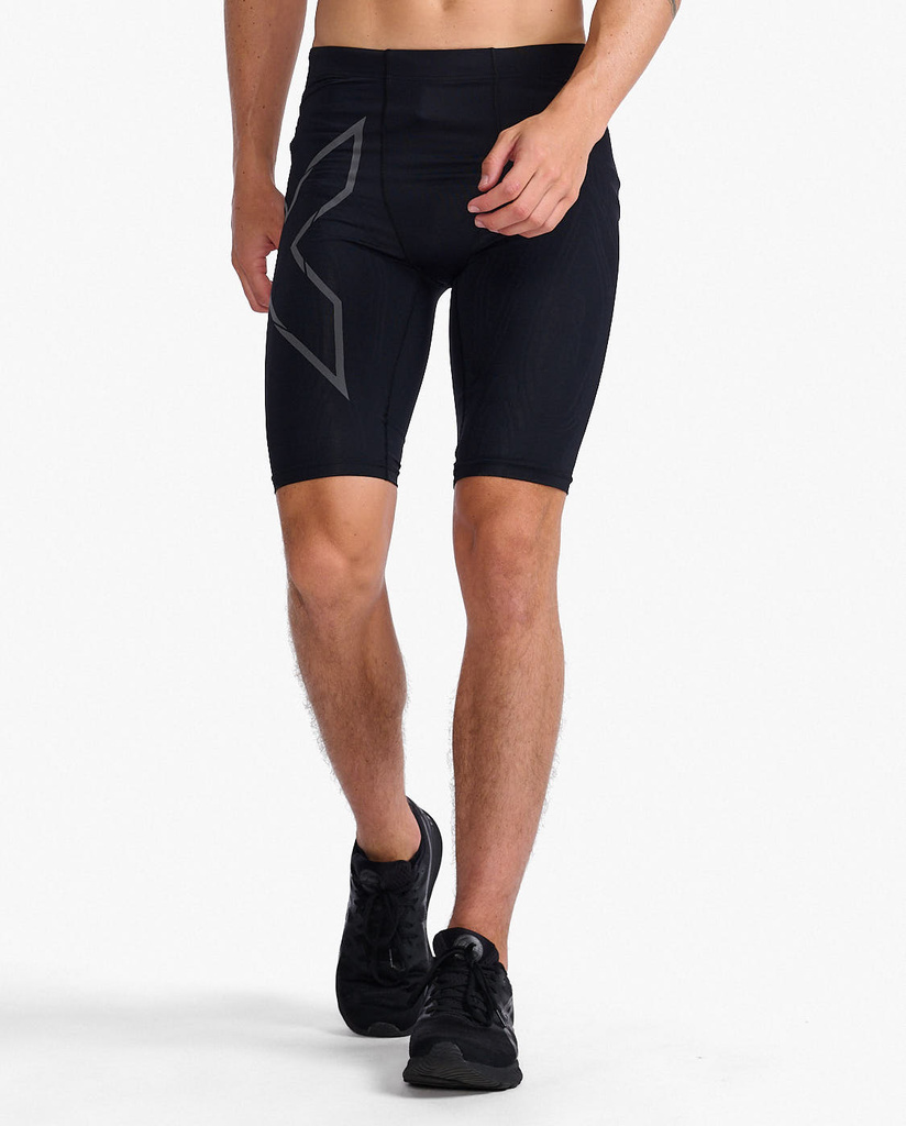 Pánské lehké kompresní kraťasy 2XU Black/ Black Reflective - MA5331b-BLKBRF_1