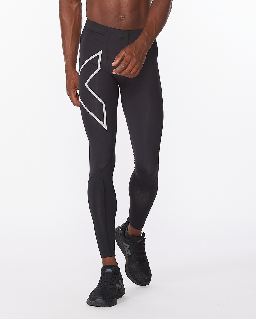 Pánské kompresní punčochy 2XU Black/Silver Reflective - MA6529b-BLKSRF_1