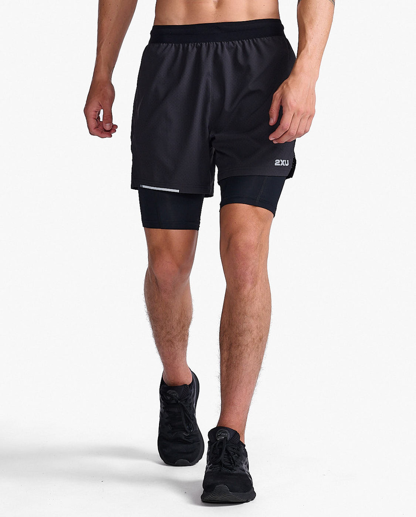 Pánské kraťasy 2v1 2XU Black/Silver Reflective - MR6535b-BLKSRF_1
