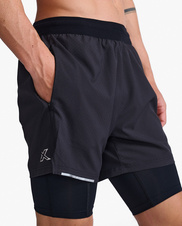 Pánské kraťasy 2v1 2XU Black/Silver Reflective - MR6535b-BLKSRF_3