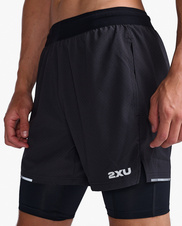 Pánské kraťasy 2v1 2XU Black/Silver Reflective - MR6535b-BLKSRF_5