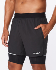 Pánské kraťasy 2v1 2XU Black/Silver Reflective - MR6535b-BLKSRF_4