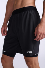 Pánské kraťasy 2v1 2XU Black/Silver Reflective 7inch - MR6536b-BLKSRF_5