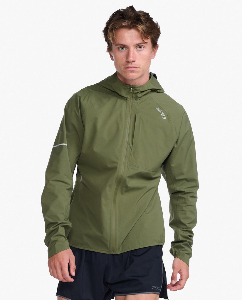 Pánská lehká bunda 2XU Moss/Silver Reflective - MR6835a-WMOSRF_1