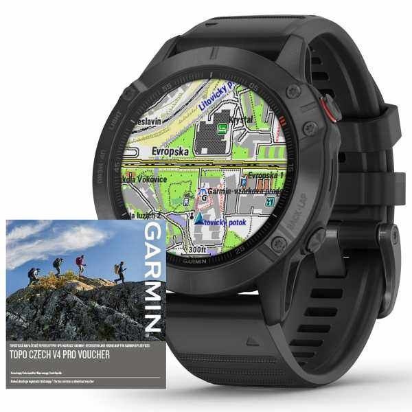Garmin Fenix 6 PRO Glass, Black/Black Band (MAP/Music)