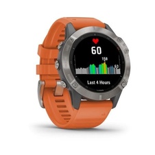 Garmin Fenix 6 PRO Sapphire, Titanium/Orange Band (MAP/Music)