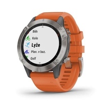 Garmin Fenix 6 PRO Sapphire, Titanium/Orange Band (MAP/Music)