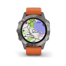 Garmin Fenix 6 PRO Sapphire, Titanium/Orange Band (MAP/Music)