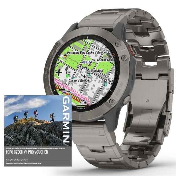 Garmin Fenix 6 PRO Sapphire, Titanium/Titanium Band (MAP/Music)