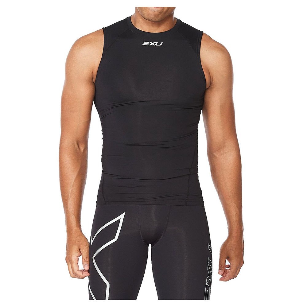 Pánské kompresní tílko 2XU Black/Silver - 2xu-core-compression-sleeveless-t-shirt