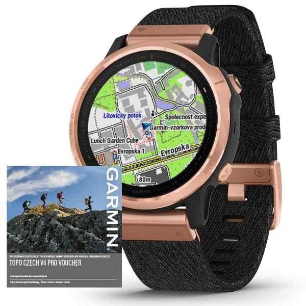 Garmin Fenix 6S PRO Sapphire, RoseGold/BlackNylon Band (MAP/Music)