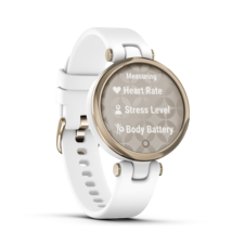 Garmin Lily – Sport Edition, Luneta v barvě Cream Gold, tělo White, silikonový řemínek - Lily_HR_1002.11