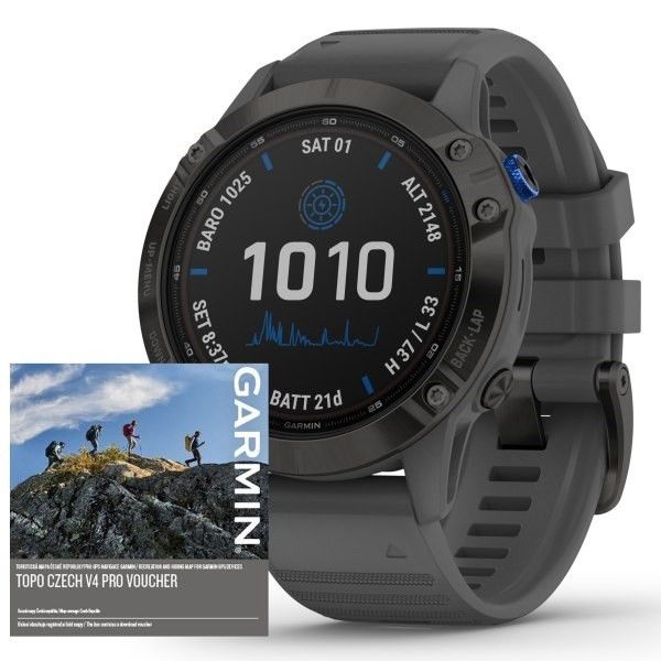 Garmin Fenix 6 PRO Solar, Black/Slate Band (MAP/Music)
