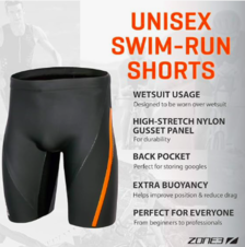 ZONE3 Unisex Swim-Run Shorts - Black / Orange - Snímek obrazovky 2025-07-18 v 13.52.47