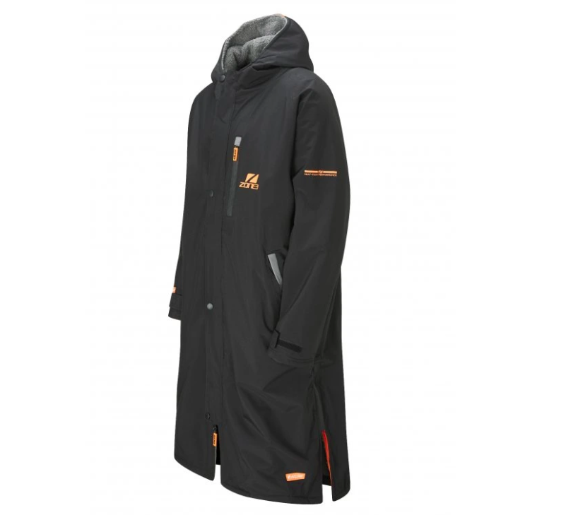 ZONE3 Oversized Polar Fleece Parka Robe Jacket - Black / Orange - Snímek obrazovky 2025-07-18 v 21.00.08