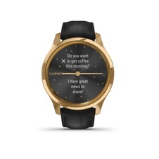 Garmin Vivomove 3 Luxe, 24K Gold/BlackLeather Band