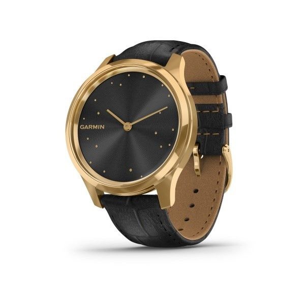 Garmin Vivomove 3 Luxe, 24K Gold/BlackLeather Band