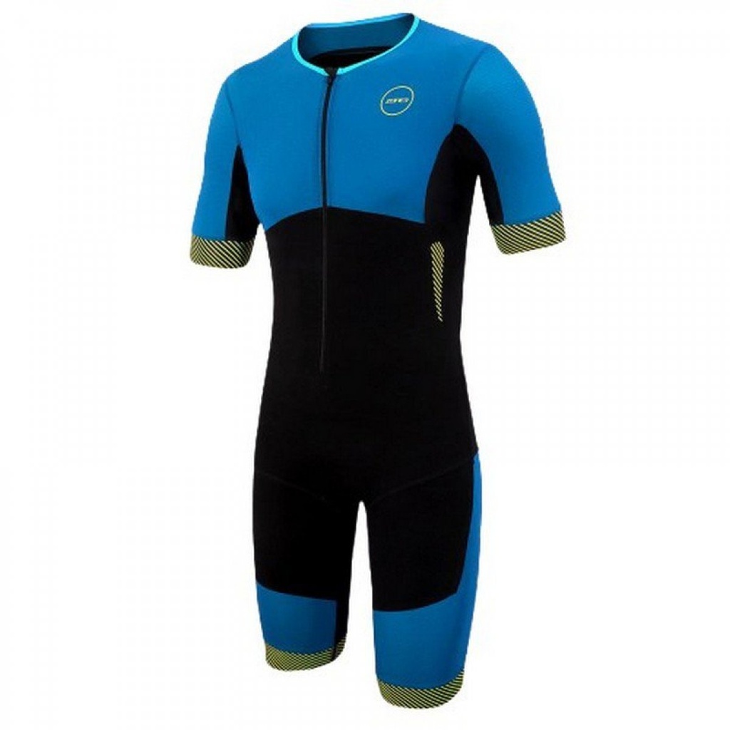 Pánská kombinéza Zone3 AEROFORCE SHORT SLEEVE NANO TRISUIT - BLACK/ BLUE/ YELLOW