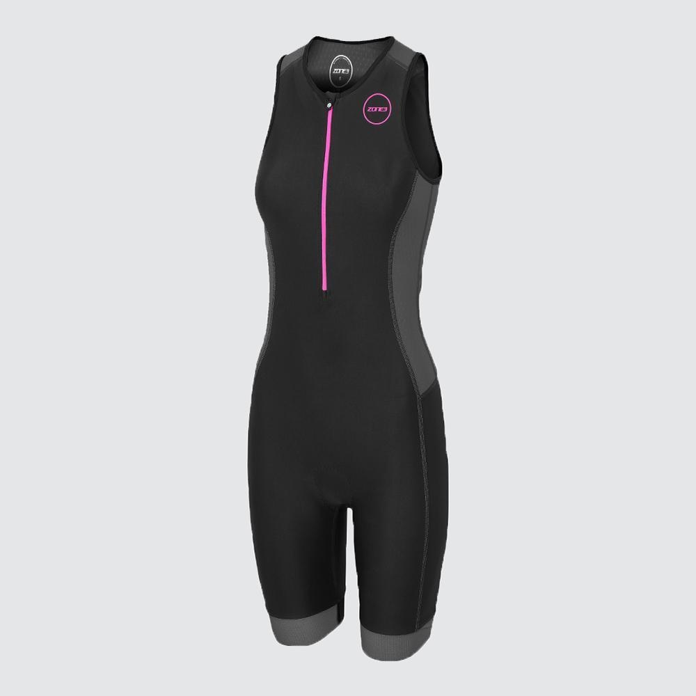 Dámská kombinéza ZONE3 WOMEN'S AQUAFLO PLUS TRISUIT - BLACK/GREY/NEON PINK - )
