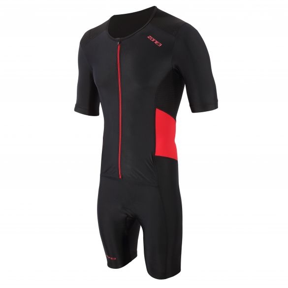 Pánská kombinéza Zone3 MEN'S ACTIVATE SHORT SLEEVE FULL ZIP TRISUIT- BLACK/RED