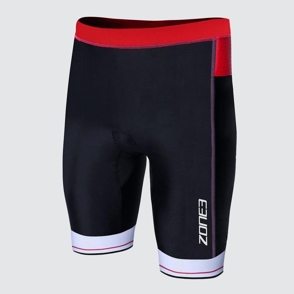 Pánské triatlonové kraťasy ZONE3 MEN'S LAVA LONG DISTANCE SHORTS (BLACK/RED) - BLACK/RED/WHITE