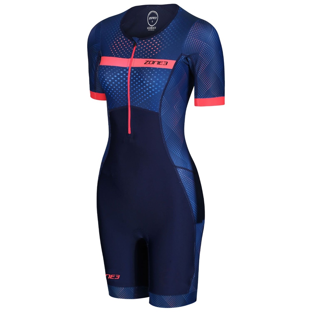 Dámská triatlonová kombinéza Zone3 Activate Plus Short Sleeve Trisuit - REVOLUTION - NAVY/CORAL - Dámská triatlonová kombinéza Zone3 Activate Plus Short Sleeve Trisuit - REVOLUTION - NAVY/CORAL