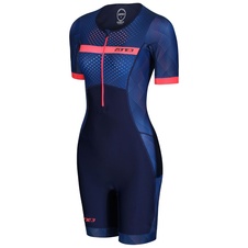 Dámská triatlonová kombinéza Zone3 Activate Plus Short Sleeve Trisuit - REVOLUTION - NAVY/CORAL