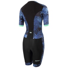 Dámská triatlonová kombinéza Zone3 ACTIVATE+ TROPICAL PALM SHORT SLEEVE TRISUIT  - Navy/Mint - Dámská triatlonová kombinéza Zone3 ACTIVATE+ TROPICAL PALM SHORT SLEEVE TRISUIT  - Navy/Mint