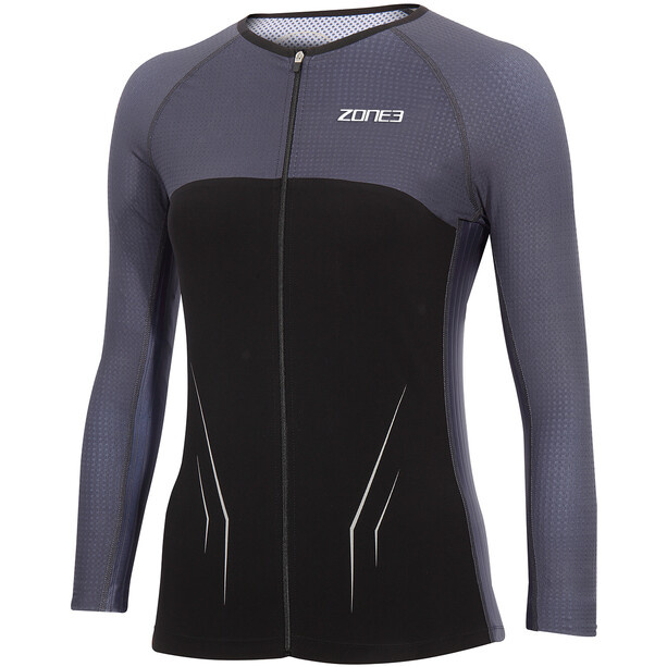 Dámské triatlonové 3/4 triko Zone3 Aeroforce-X 3/4 sleeve top - Black/Grey - zone3-aeroforce-x-3-4-sleeve-top-women-black-grey-1