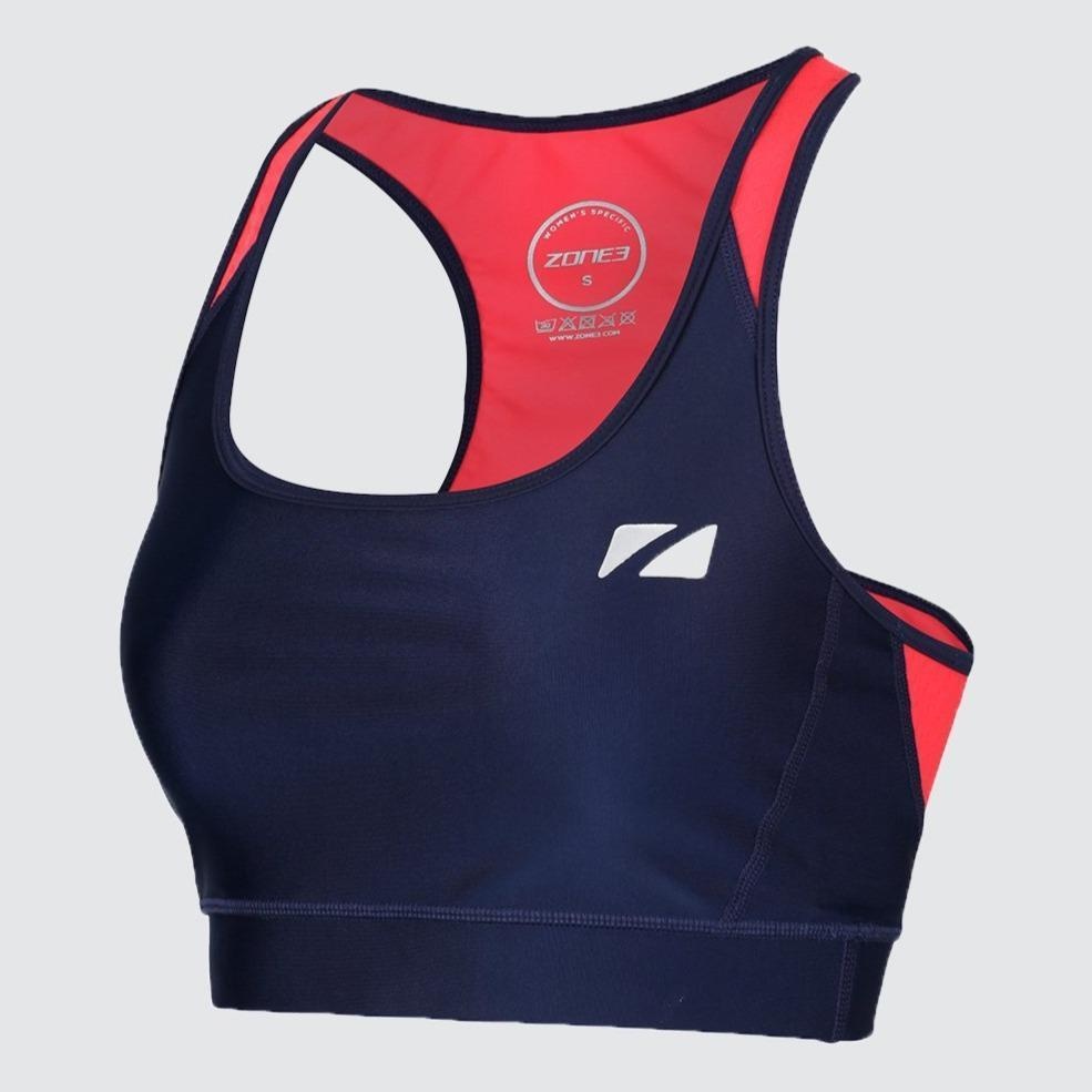 Dámská triatlonová podprsenka Zone3 Aquaflo Bra Crop Top - NAVY/CORAL