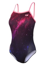 Dámské plavky Zone3 Cosmic 2.0 Strap Back Costume - COLOUR BLAST/FLURO PINK