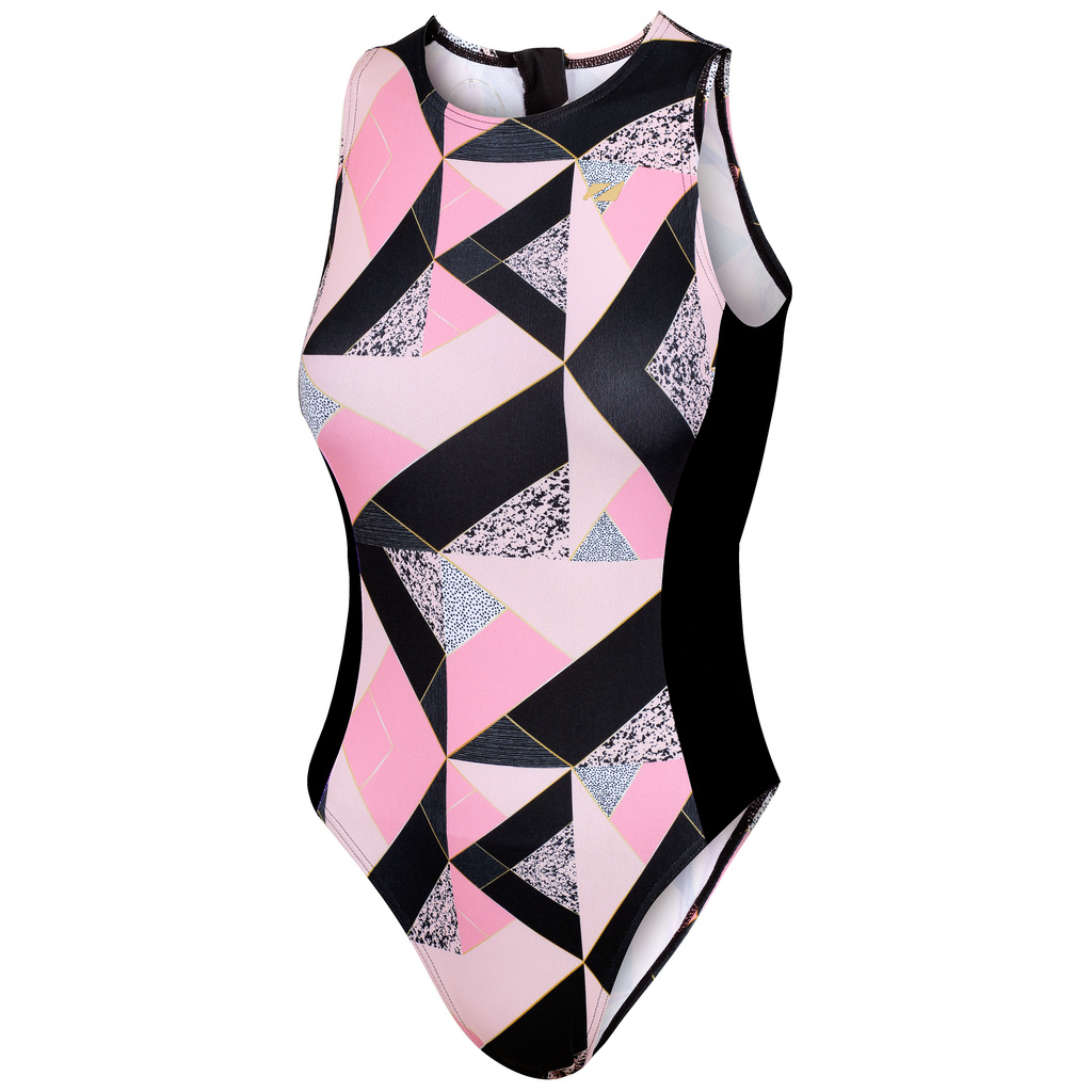 Dámské plavky Zone3 Prism 3.0 High Neck Costume - Black/Pink/White/Gold - Dámské plavky Zone3 Prism 3.0 High Neck Costume - Black/Pink/White/Gold