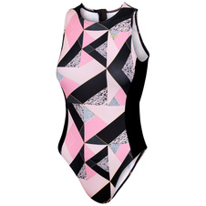 Dámské plavky Zone3 Prism 3.0 High Neck Costume - Black/Pink/White/Gold