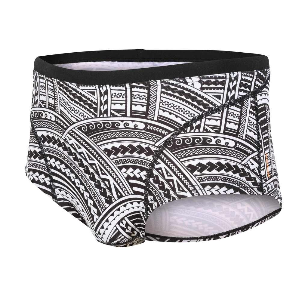 Pánské plavky Zone3 KONA SPEED BRIEF SHORTS - Tribal Print - Black/White/Orange